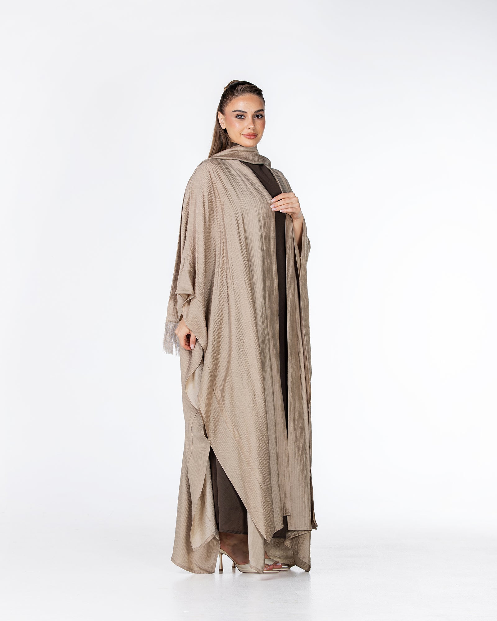 Starlight Lux – Silky Crinkle Bisht Kaftan