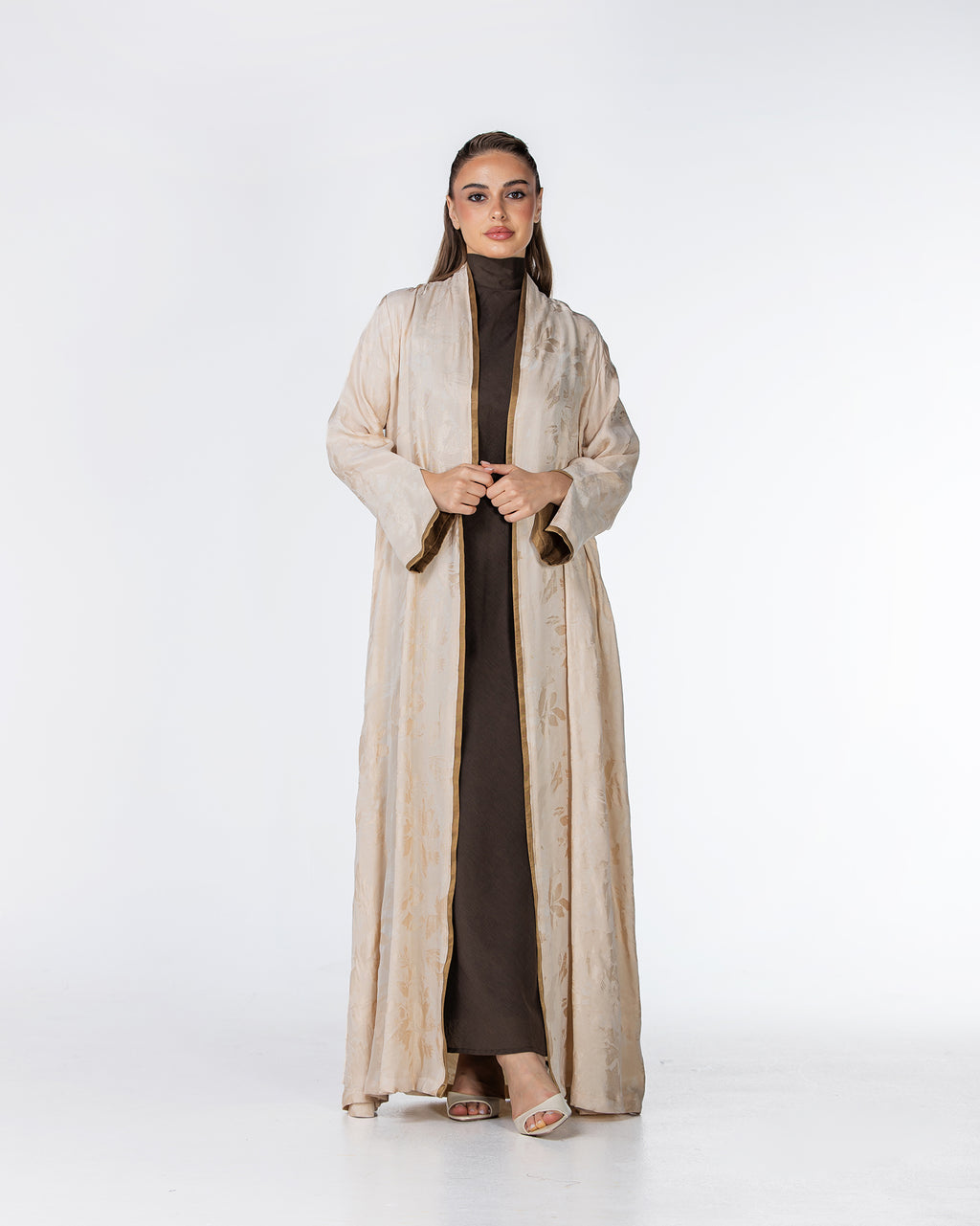 Raya – Printed Washed Silk Flared Abaya