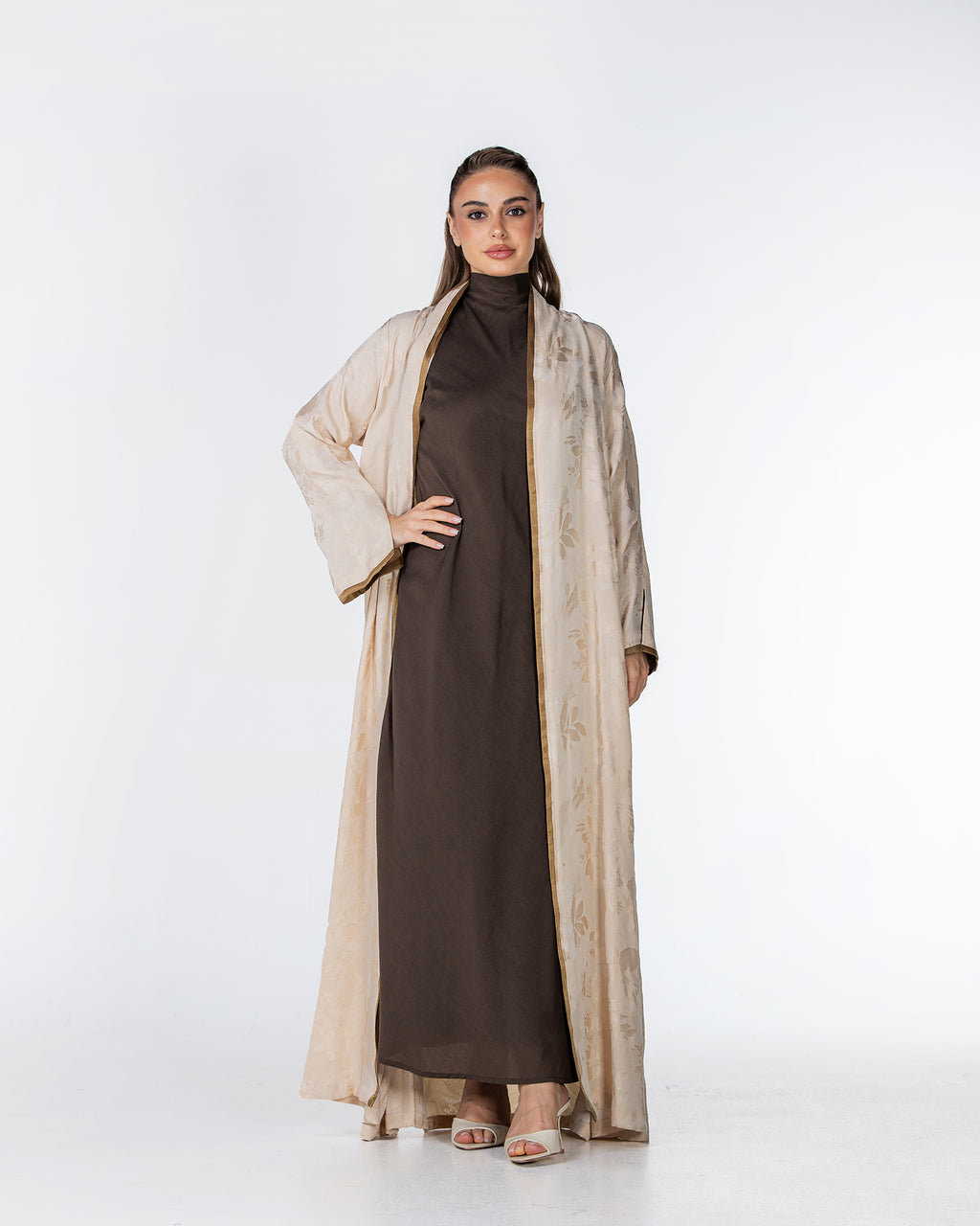 Raya – Printed Washed Silk Flared Abaya