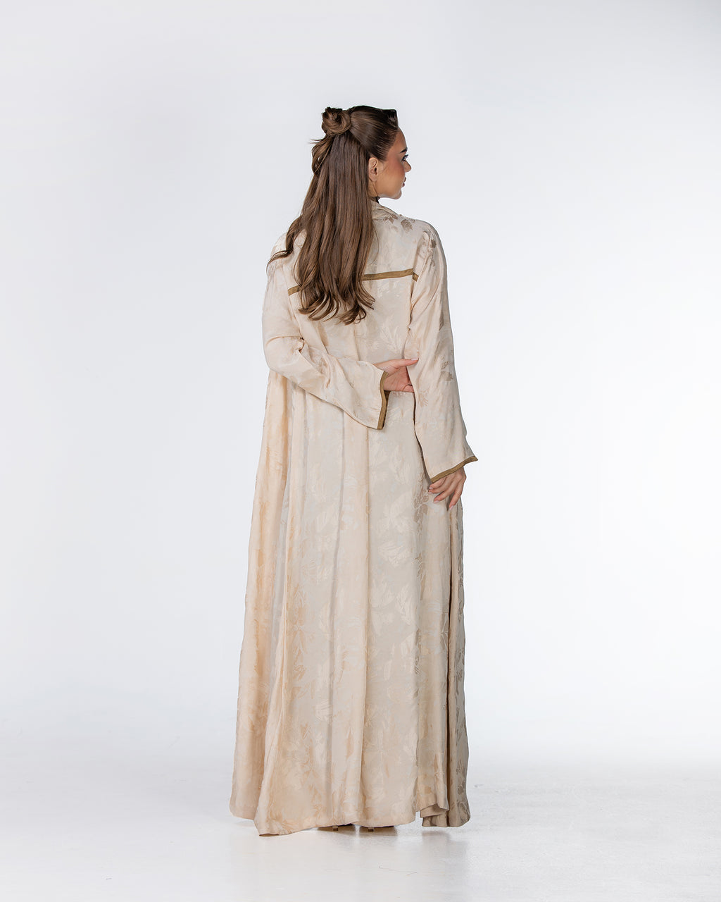 Raya – Printed Washed Silk Flared Abaya