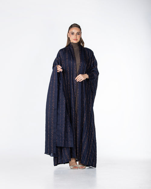 Almond Lux – Embroidered Linen Bisht Abaya