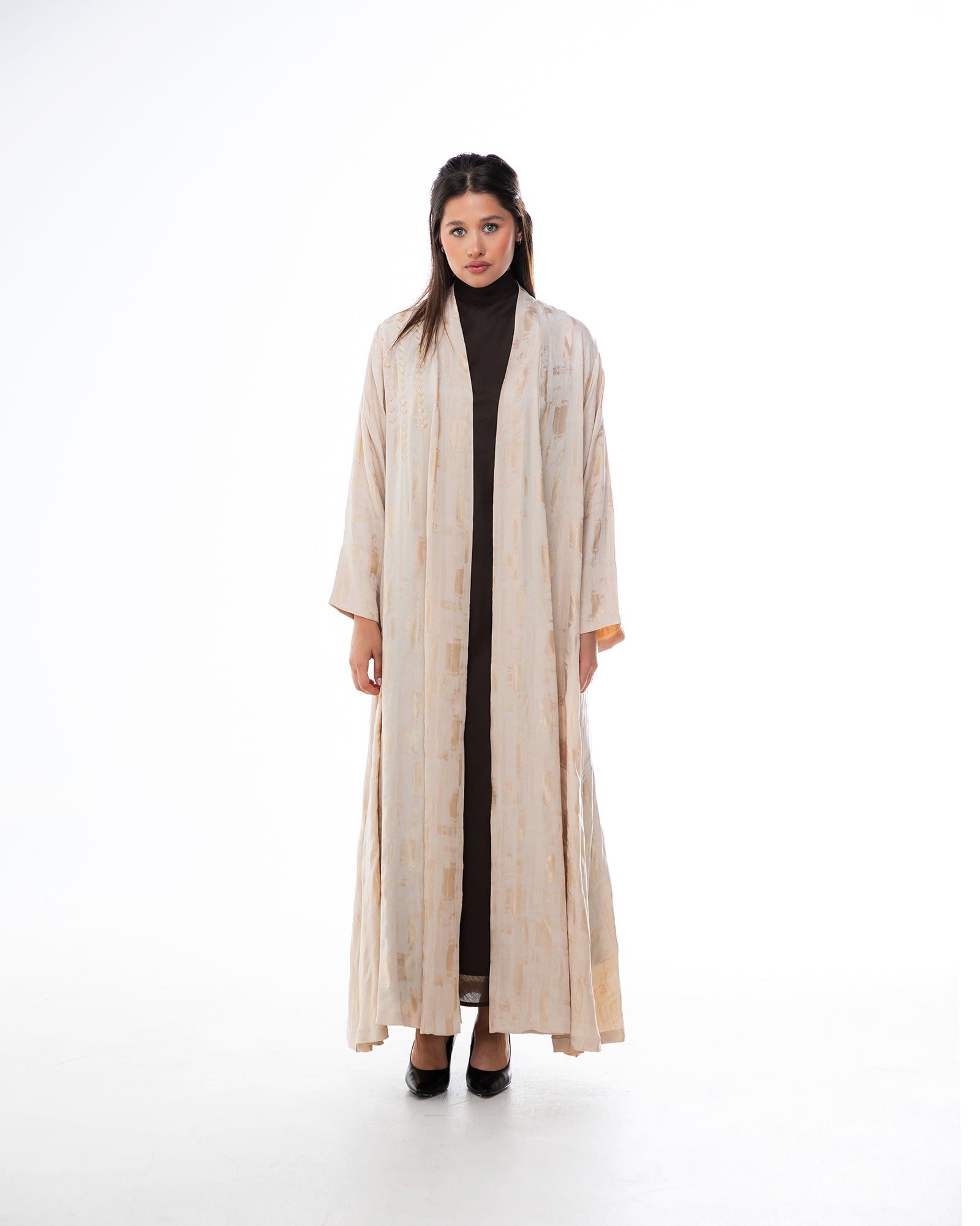 Clara Lux – Textured Washed Silk Flared Abaya