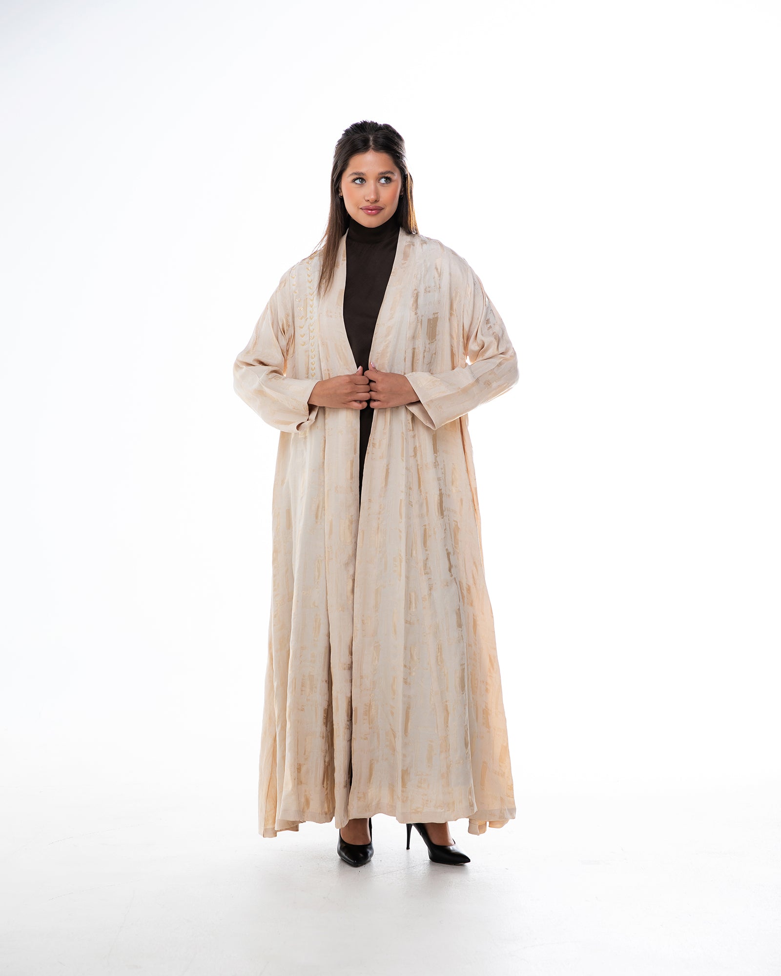 Clara Lux – Textured Washed Silk Flared Abaya