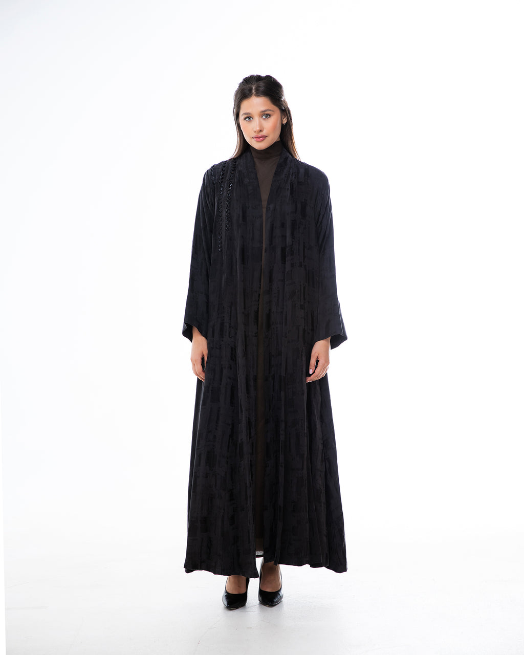 Clara Lux – Textured Washed Silk Flared Abaya