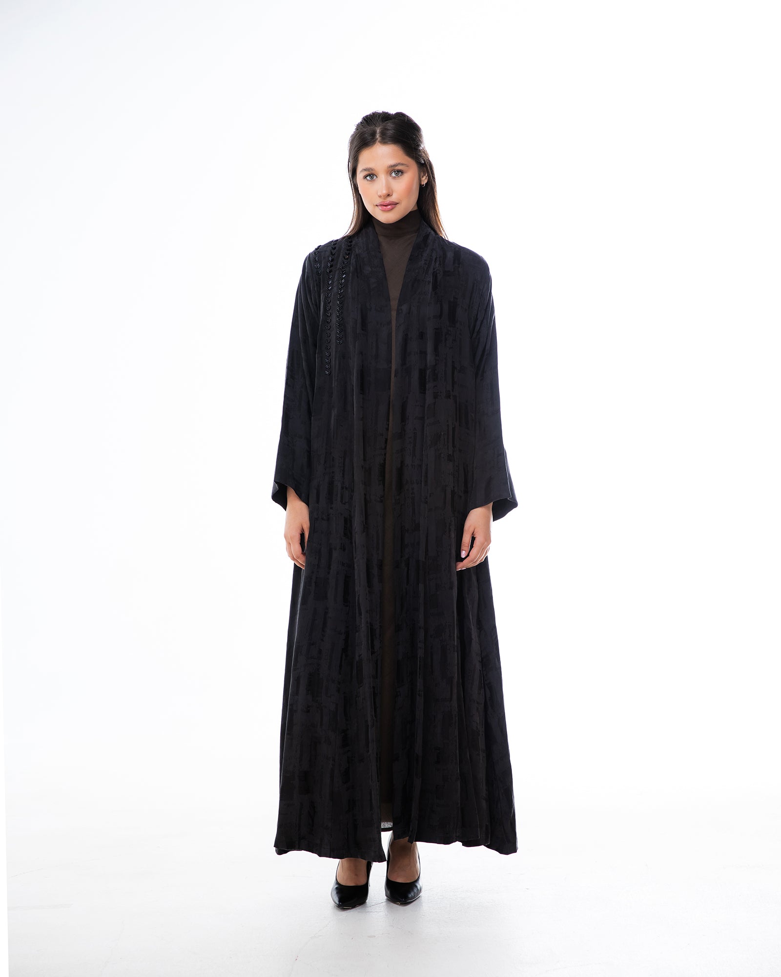 Clara Lux – Textured Washed Silk Flared Abaya