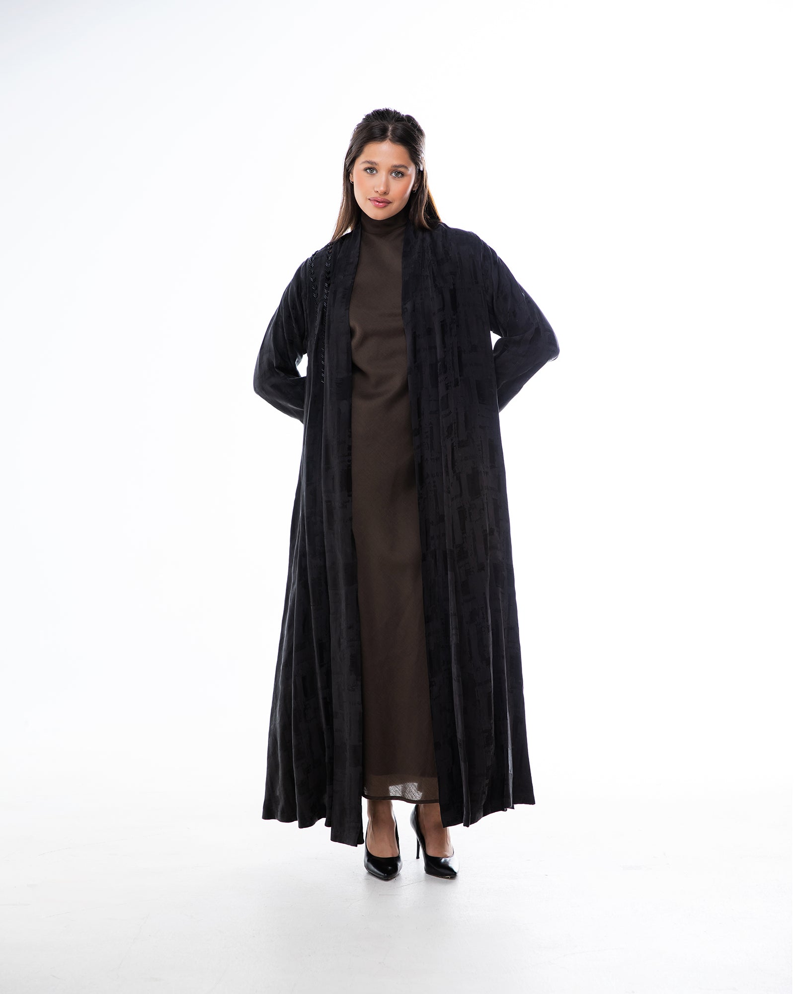 Clara Lux – Textured Washed Silk Flared Abaya