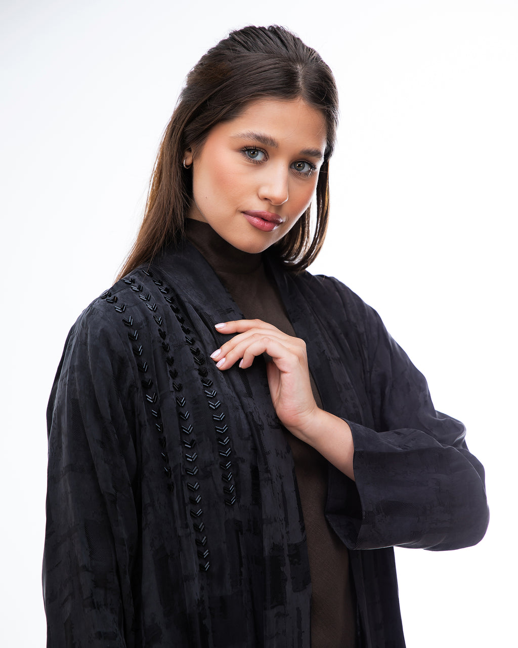 Clara Lux – Textured Washed Silk Flared Abaya
