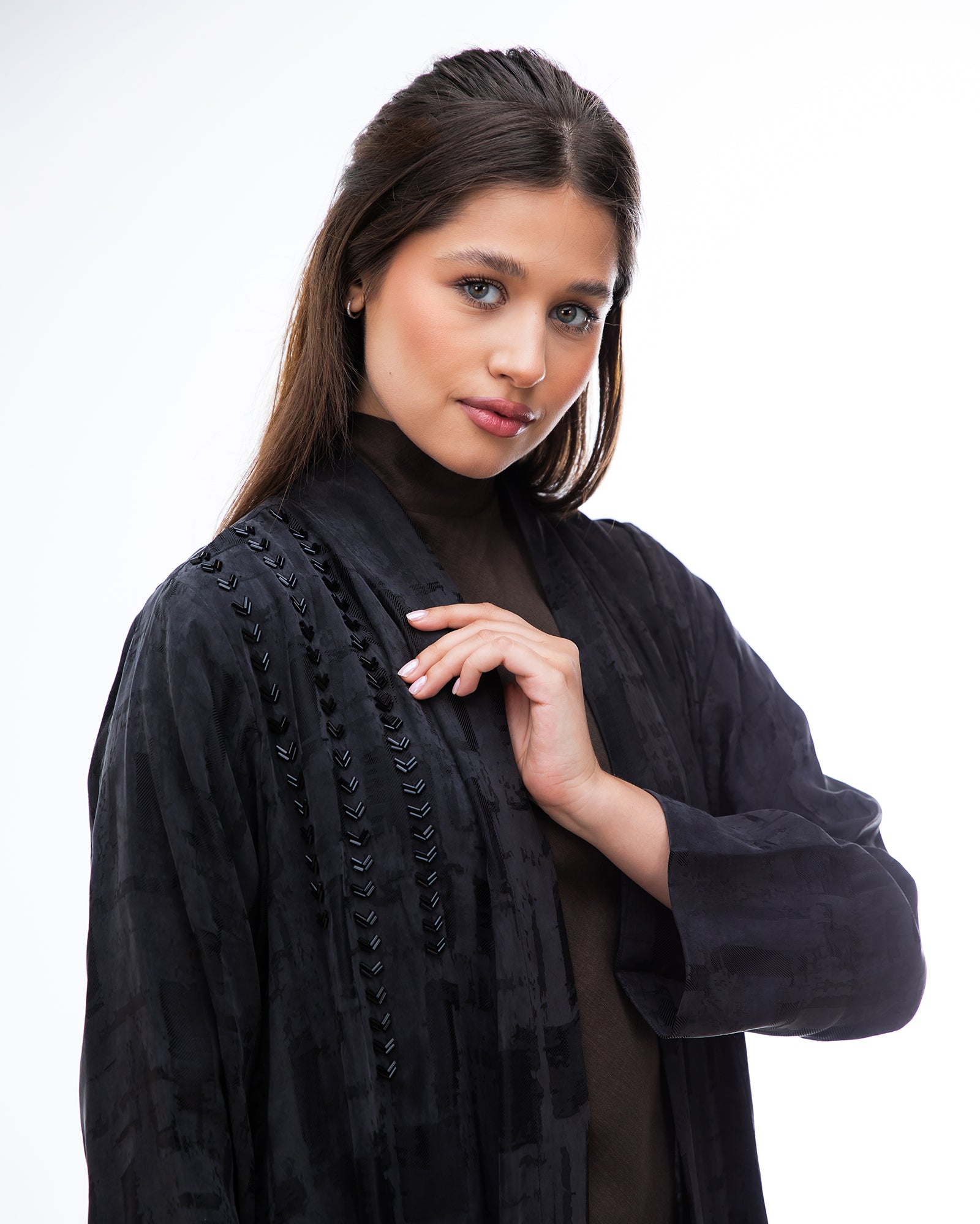 Clara Lux – Textured Washed Silk Flared Abaya