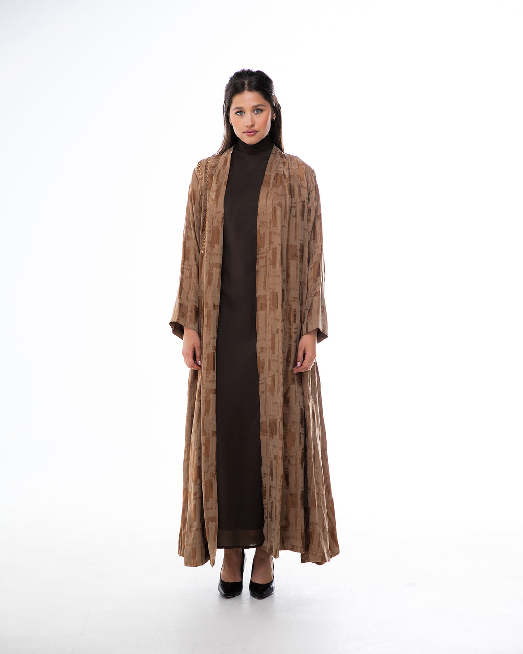 Clara Lux – Textured Washed Silk Flared Abaya