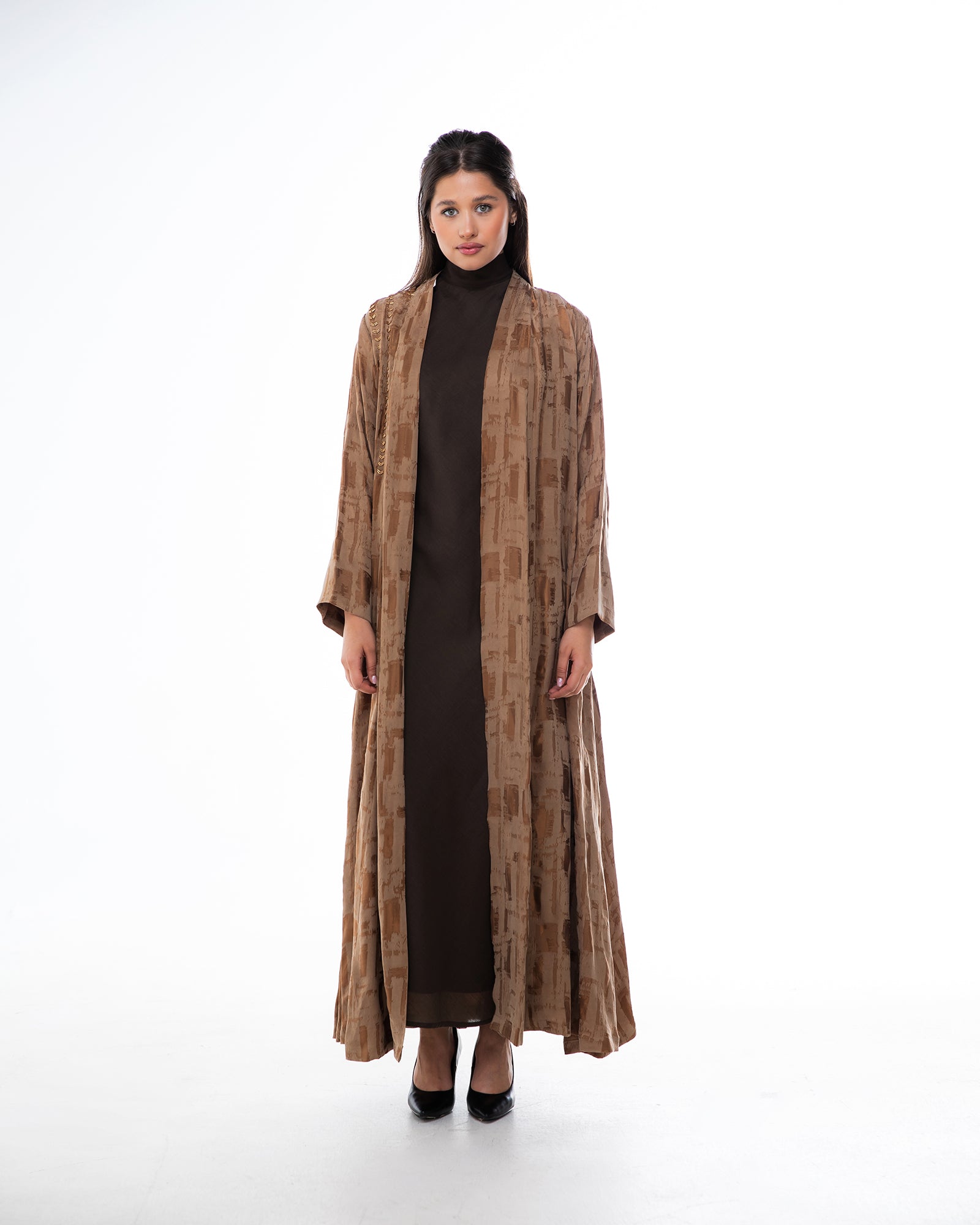 Clara Lux – Textured Washed Silk Flared Abaya
