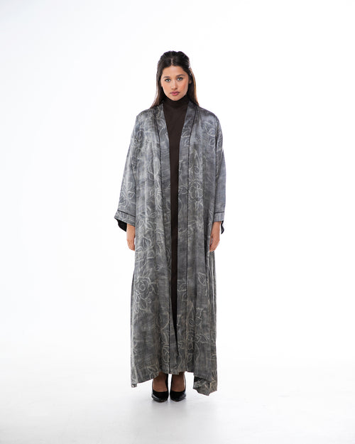 Brass 2.0 – Printed Silk Blend Flared Abaya