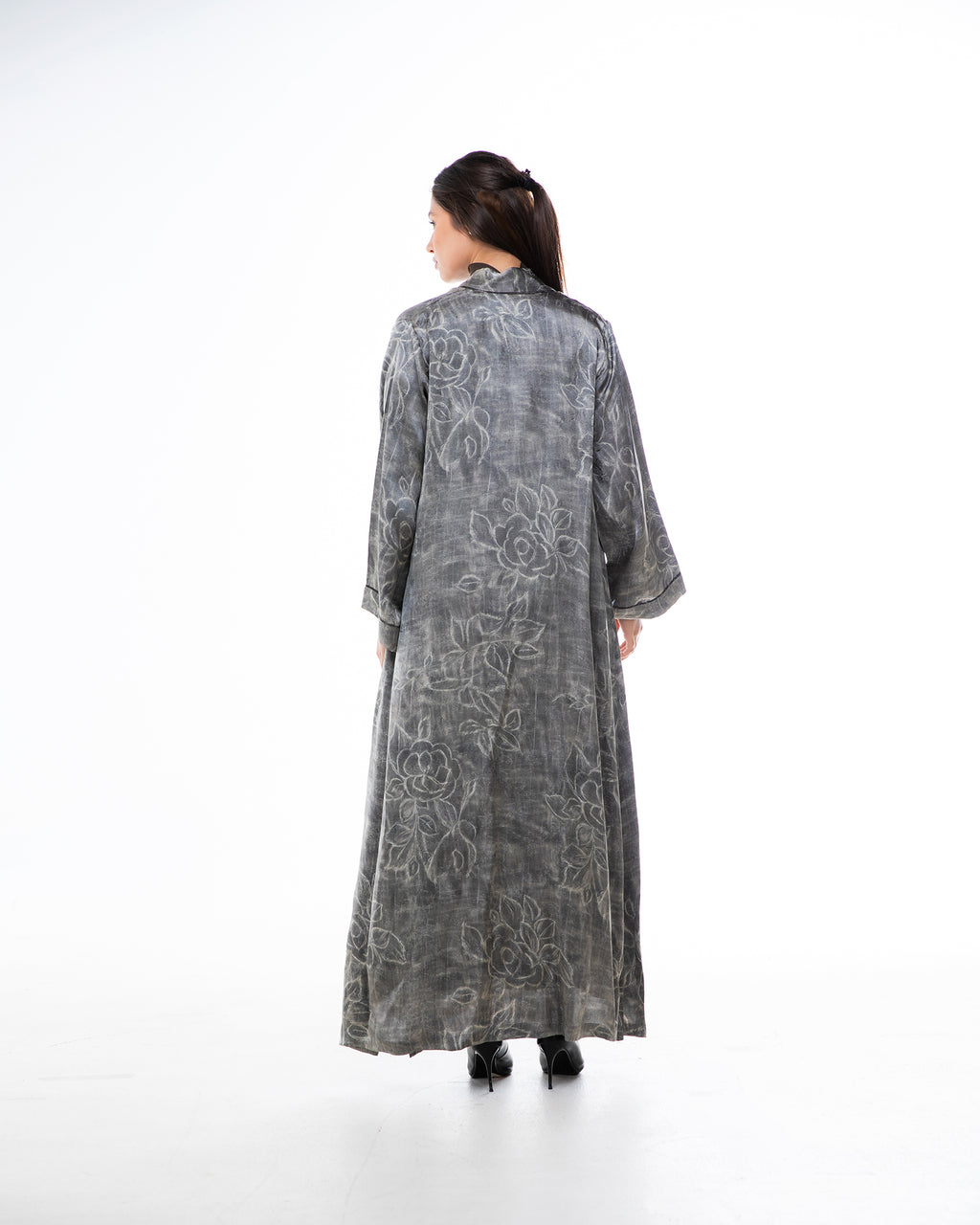 Brass 2.0 – Printed Silk Blend Flared Abaya