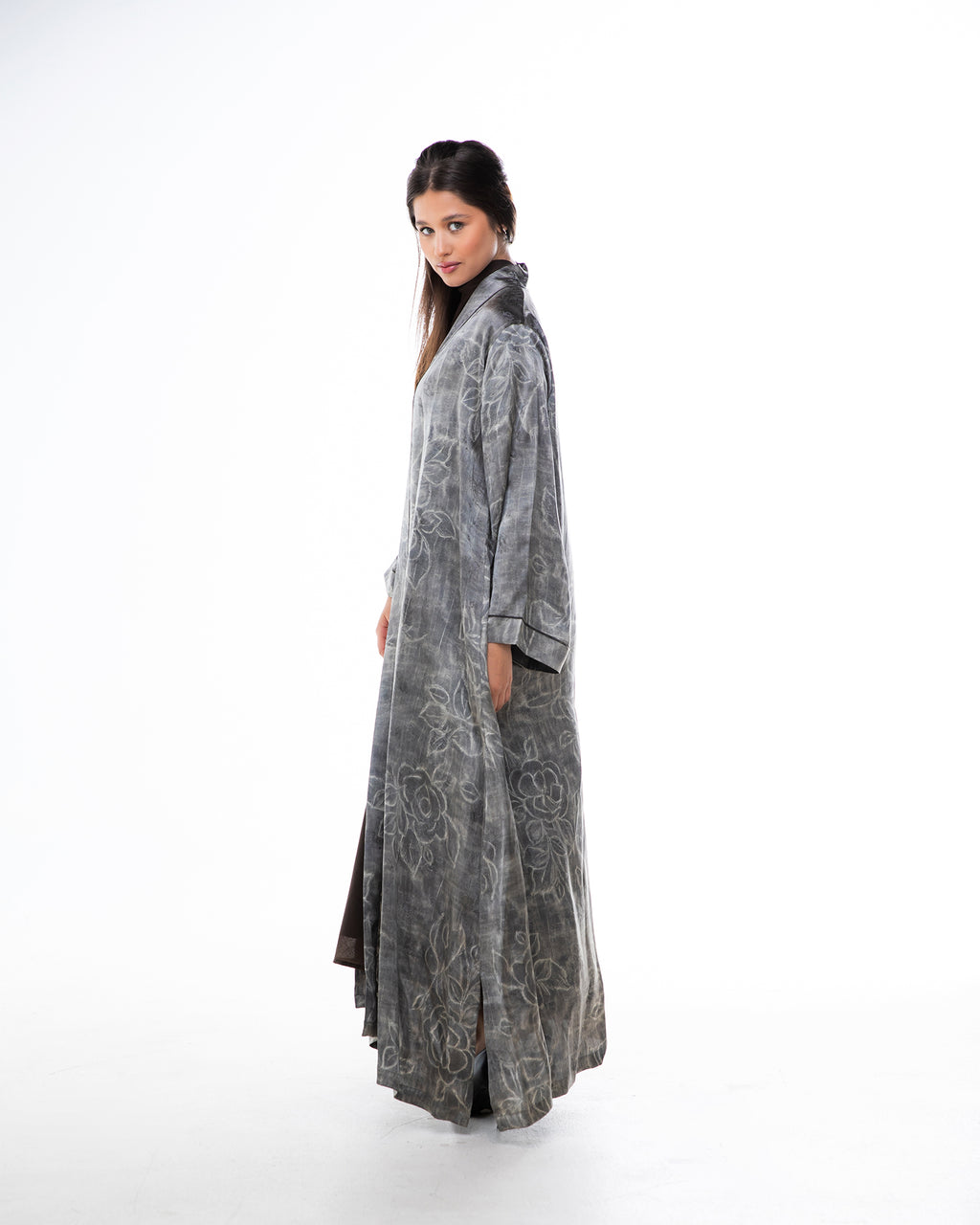 Brass 2.0 – Printed Silk Blend Flared Abaya