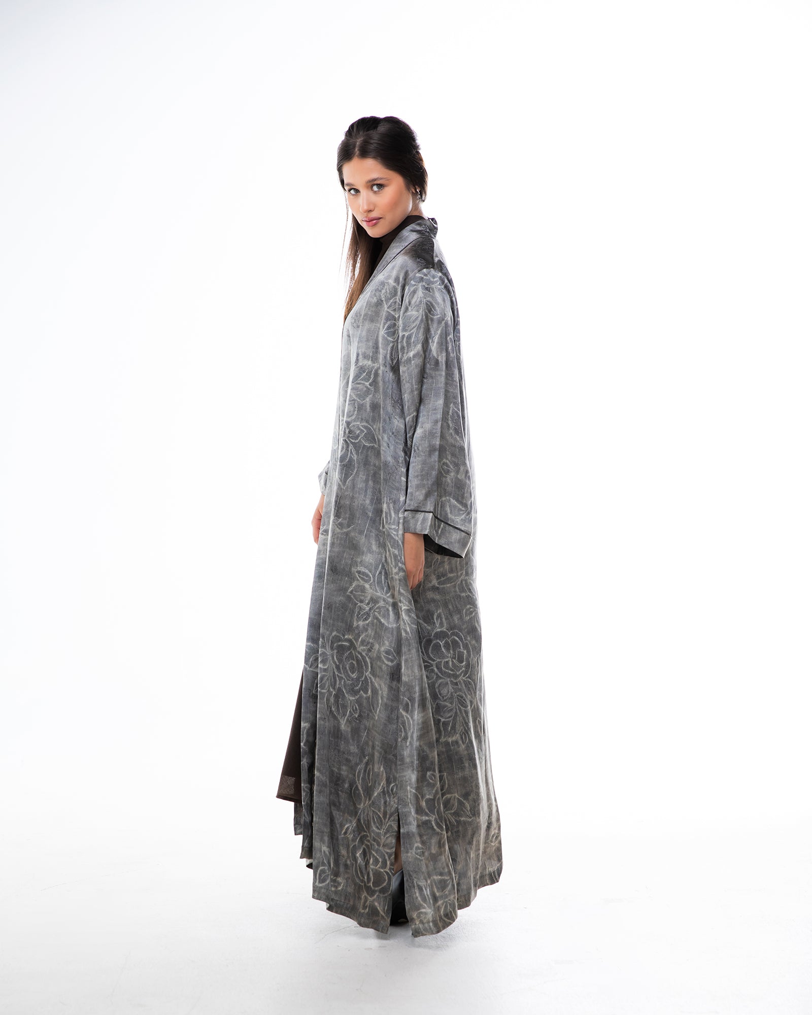 Brass 2.0 – Printed Silk Blend Flared Abaya