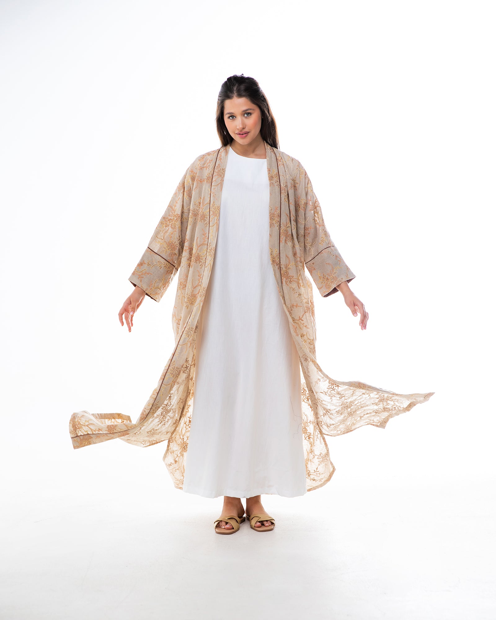 Element – Embroidered Linen Bisht Abaya