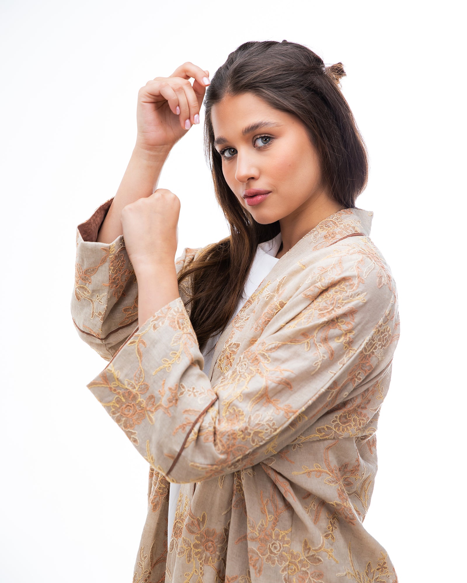 Element – Embroidered Linen Bisht Abaya