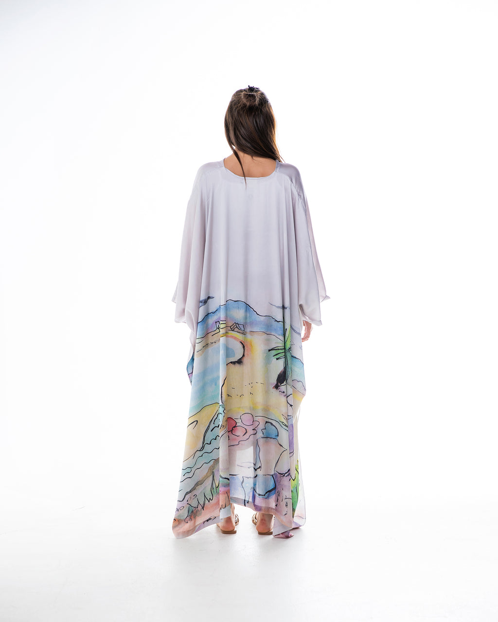 La Vie - Printed Satin Kaftan Dress