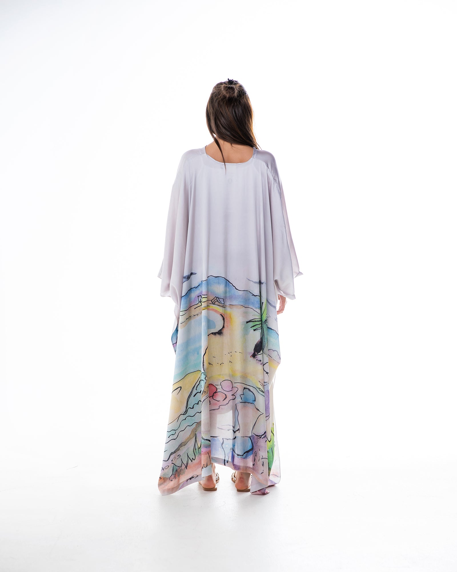 La Vie - Printed Satin Kaftan Dress