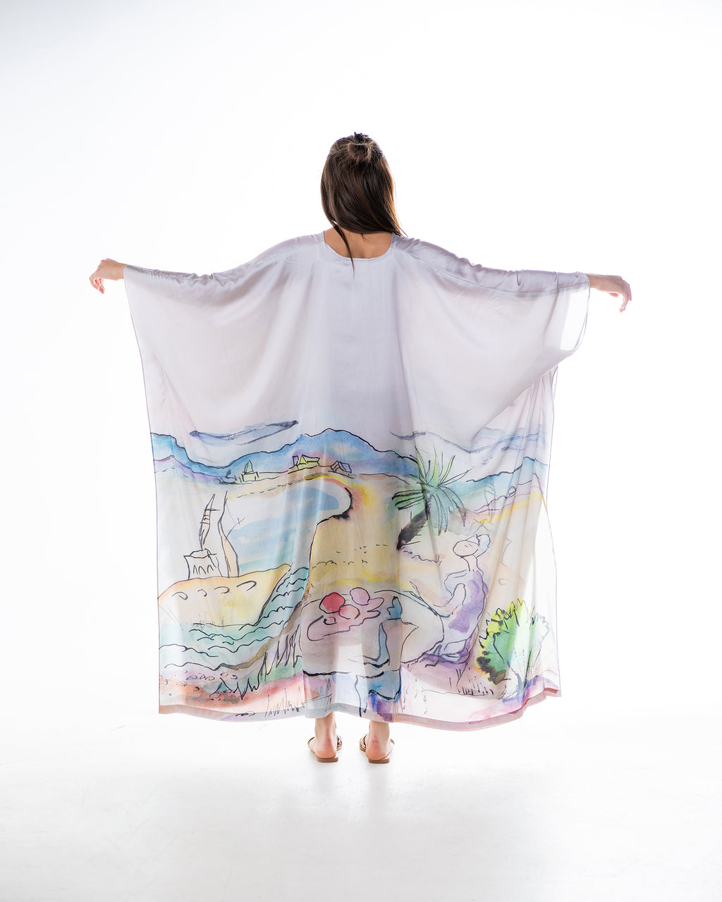La Vie - Printed Satin Kaftan Dress