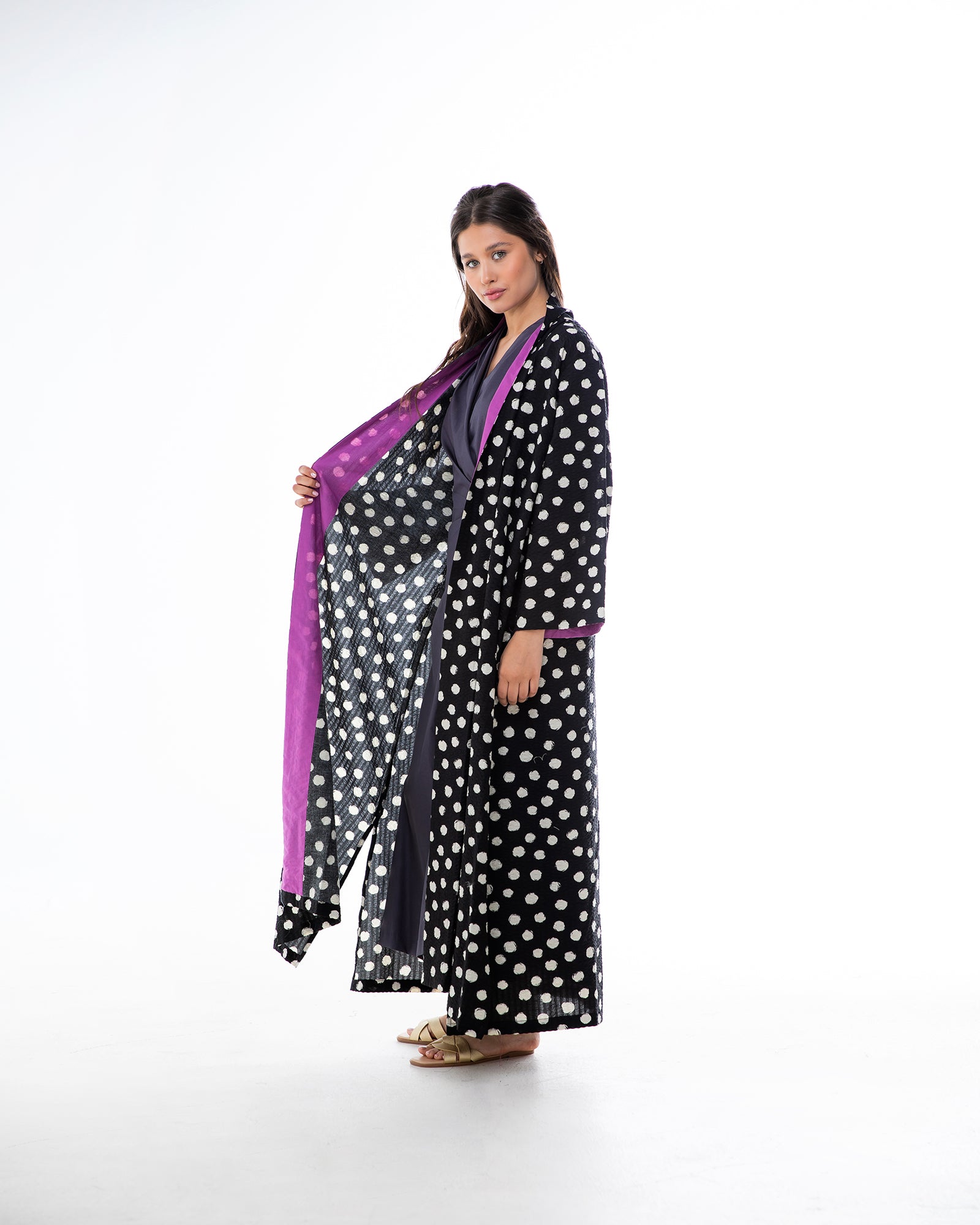 Confetti - Polka Dot Crinkle  Abaya
