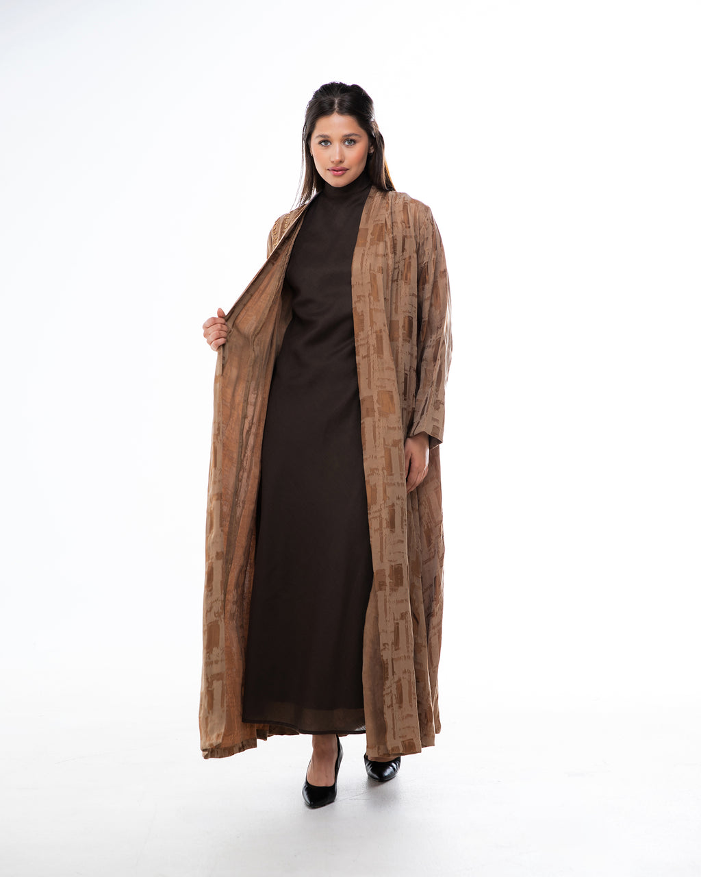 Clara Lux – Textured Washed Silk Flared Abaya