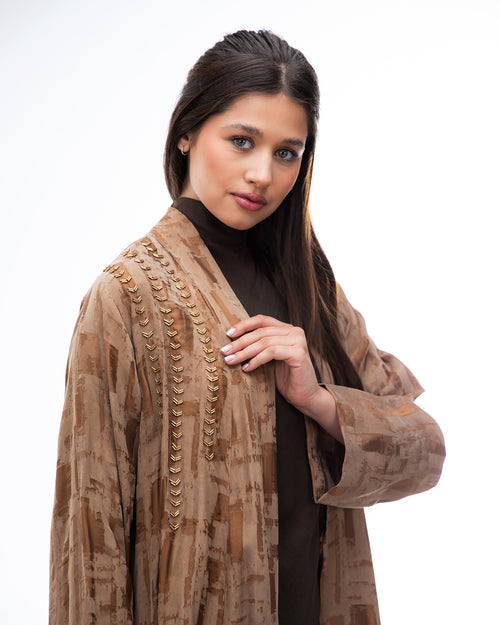 Clara Lux – Textured Washed Silk Flared Abaya