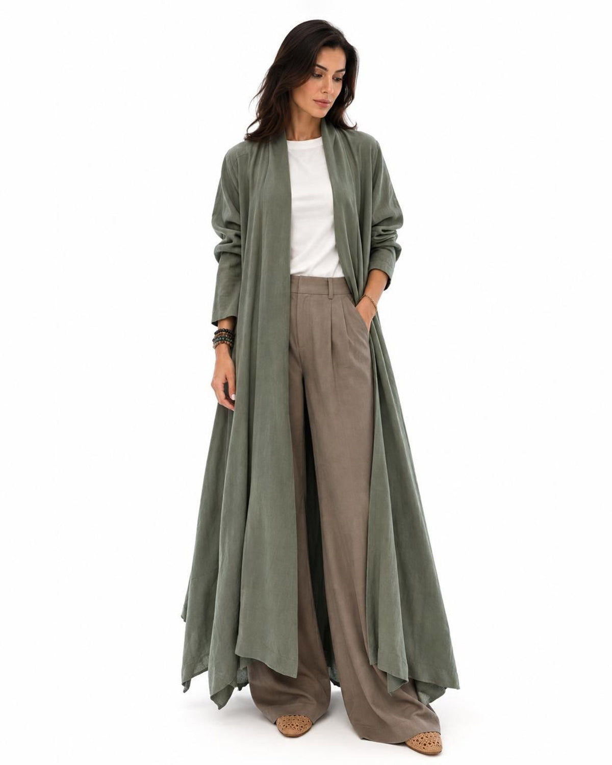 Ozone – Washed Linen Asymmetrical Abaya