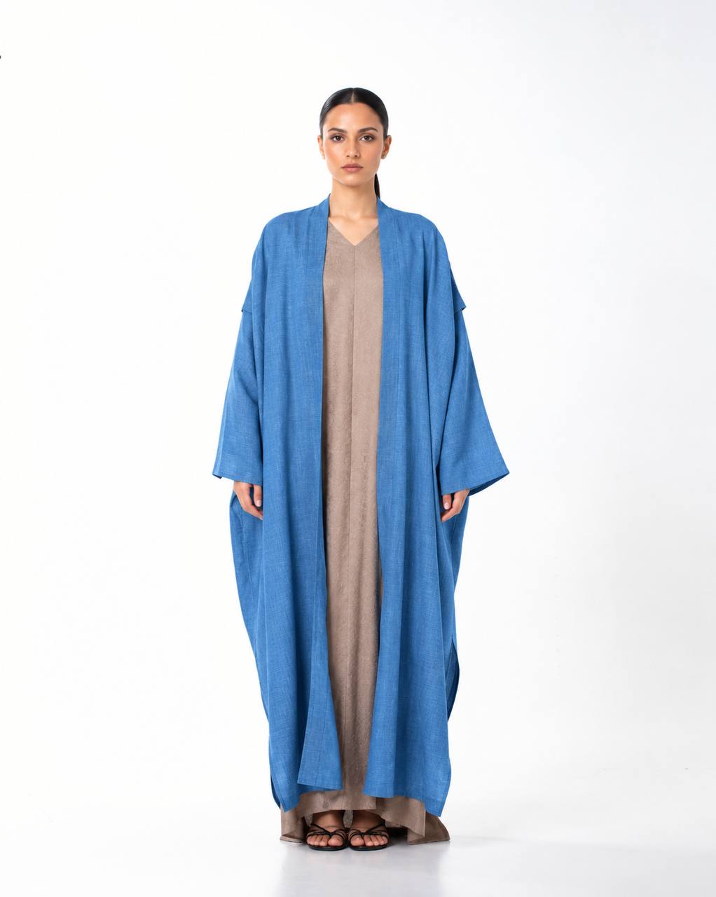  New Blush – Bisht Linen Pleated Abaya