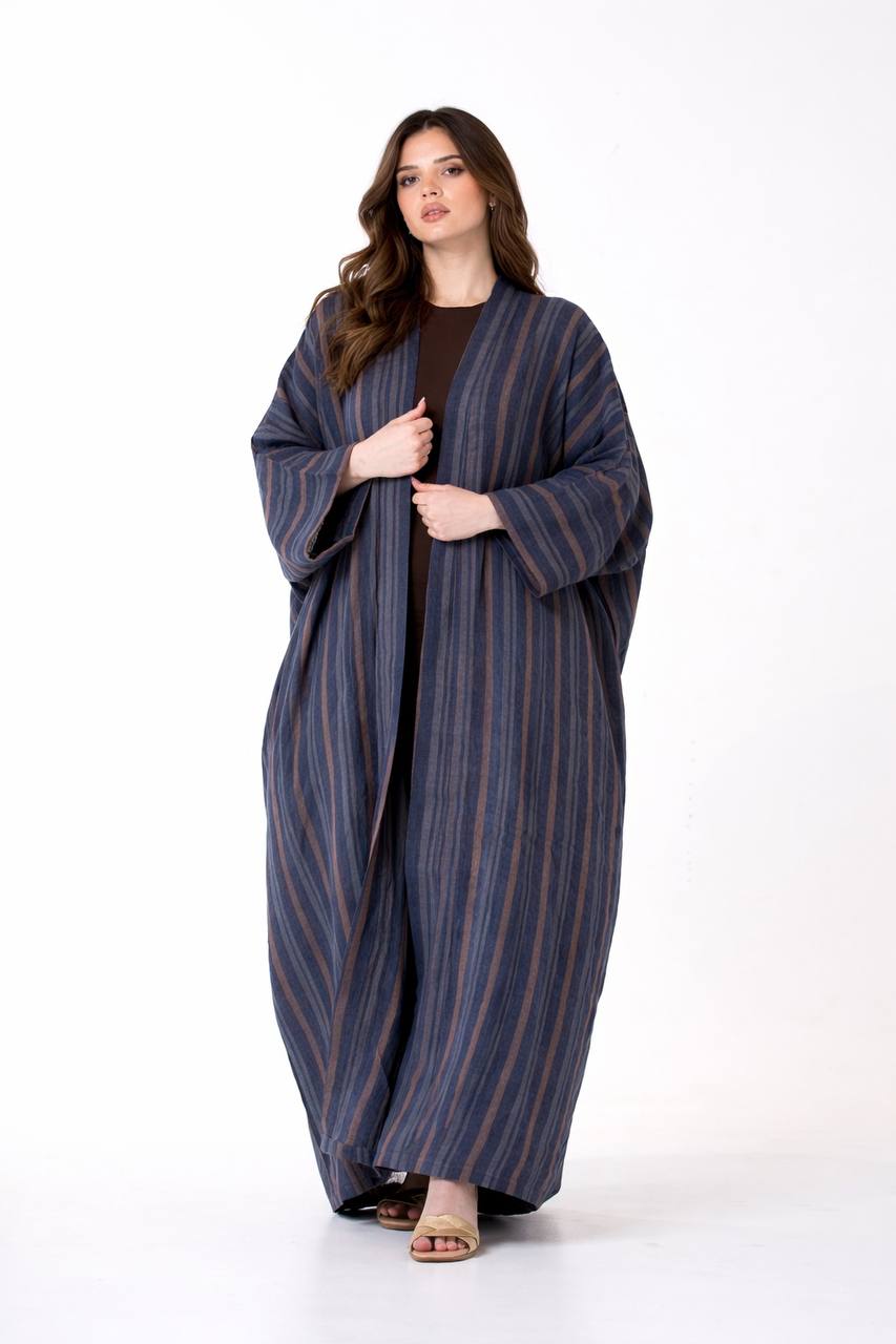 Antalya Striped – Woven Linen Kaftan Abaya