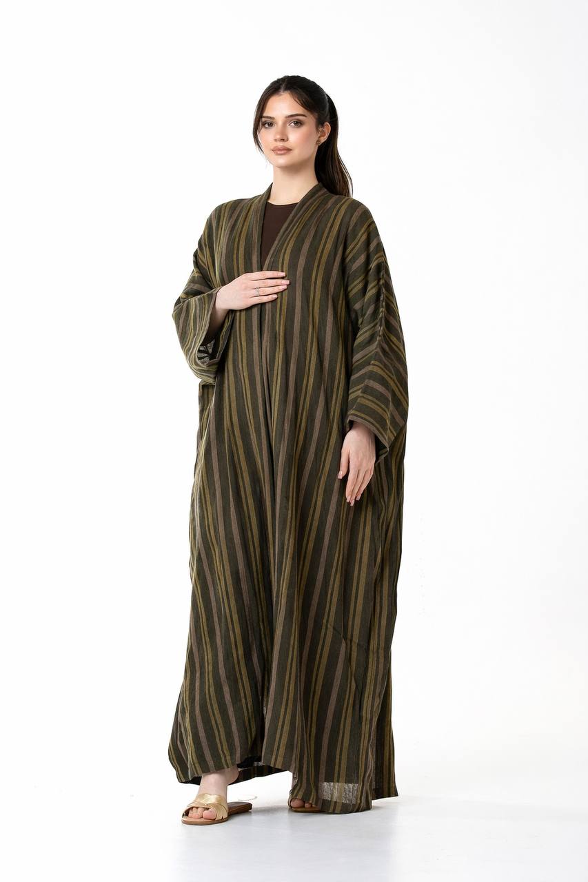 Antalya Striped – Woven Linen Kaftan Abaya