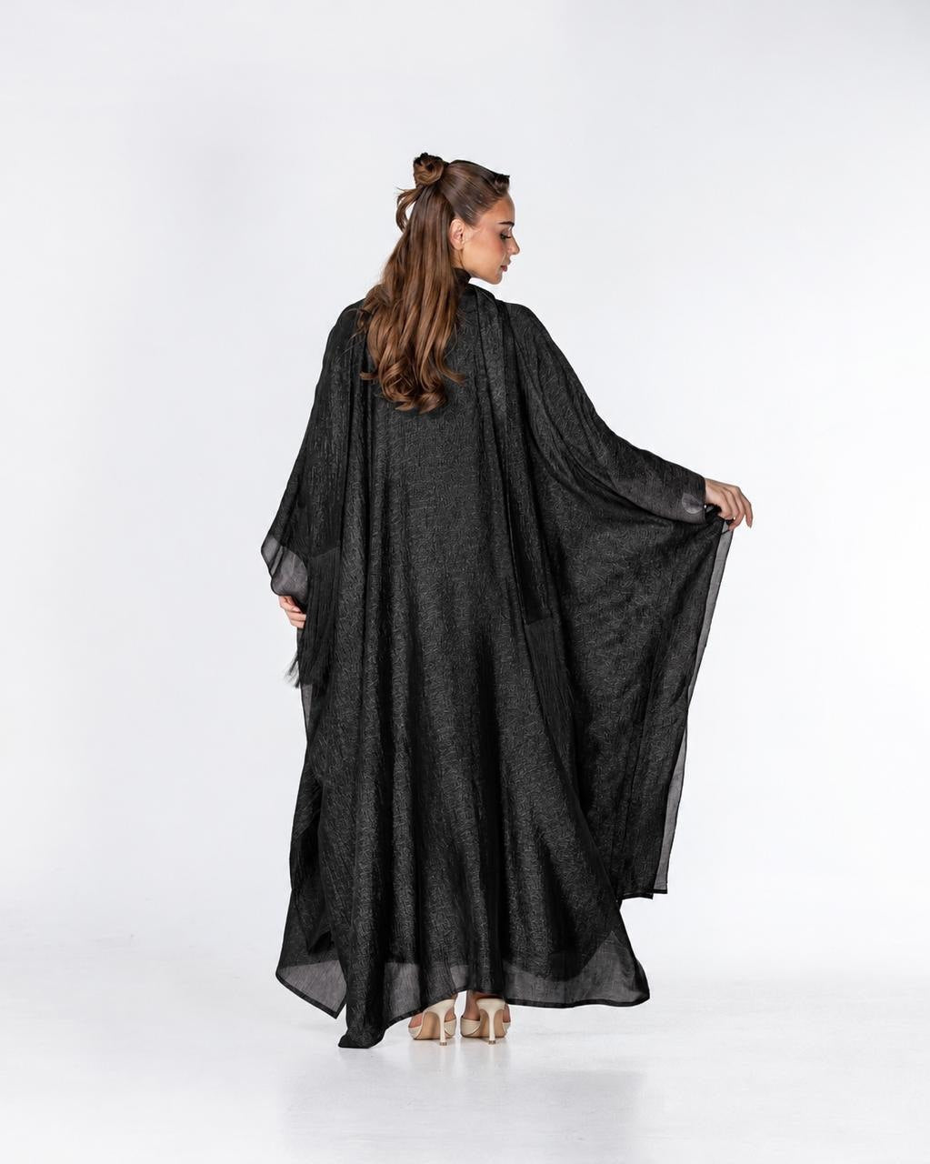 Starlight Lux – Silky Crinkle Bisht Kaftan