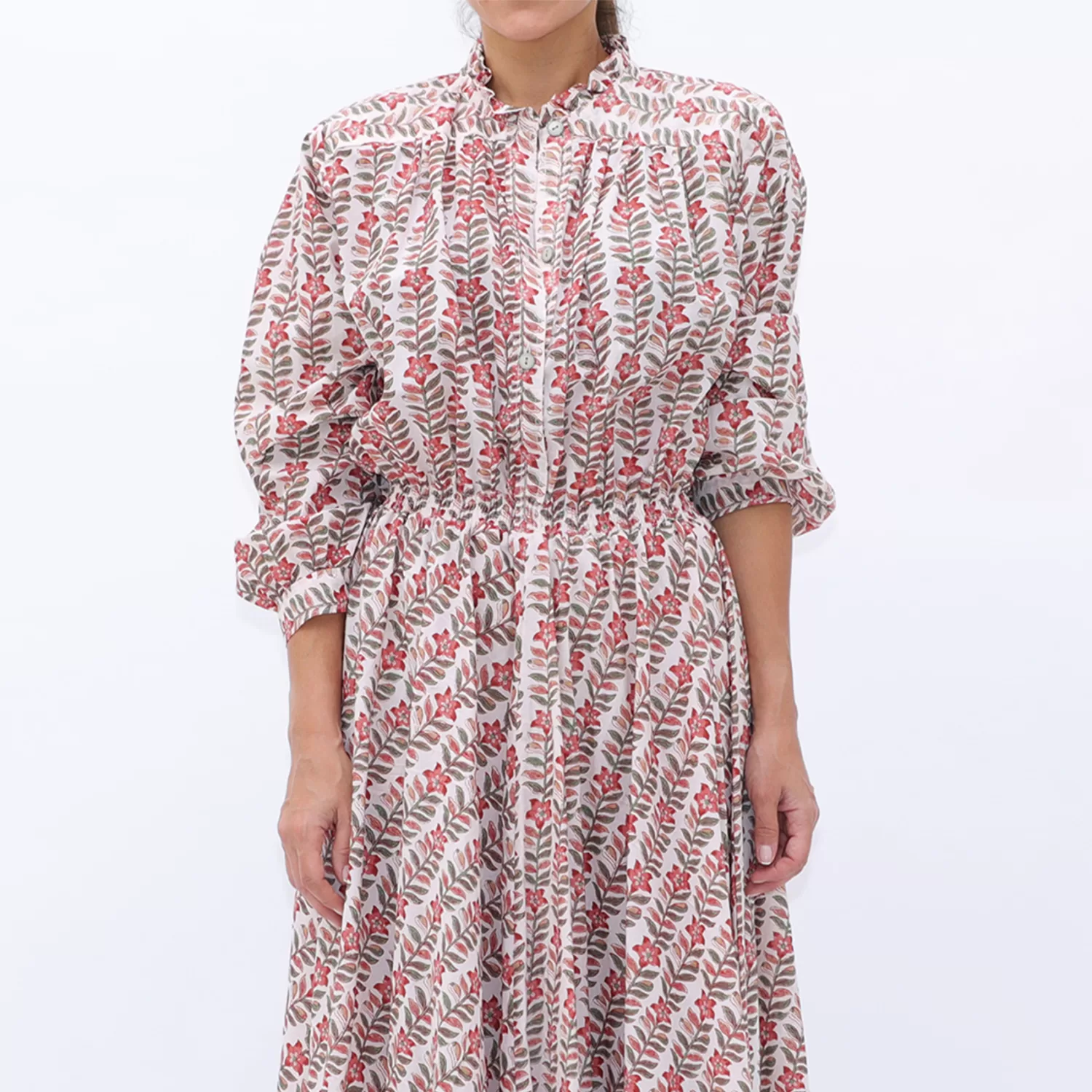 Eva - Vintage Crimson Floral Print Dress - Misty Rosey - Image 2