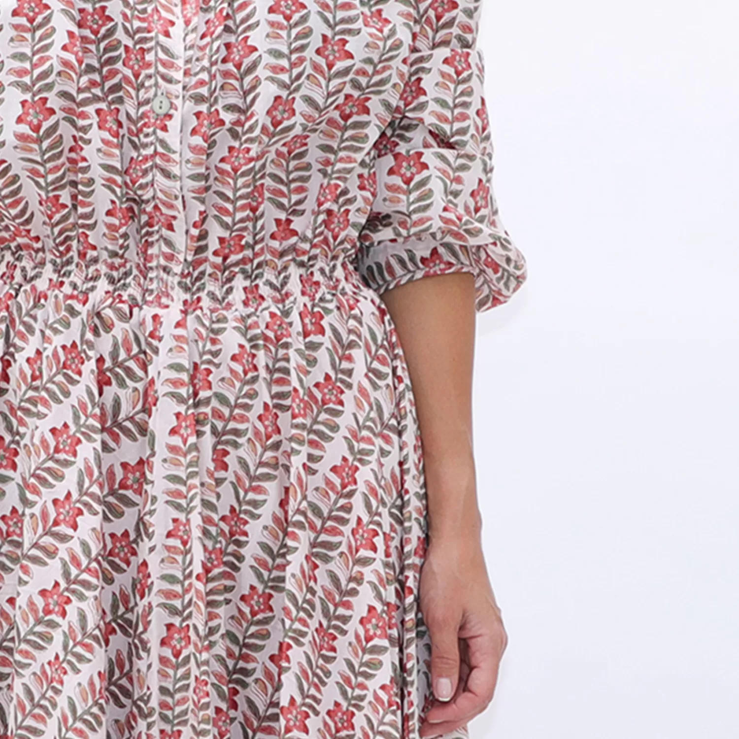 Eva - Vintage Crimson Floral Print Dress - Misty Rosey - Image 3