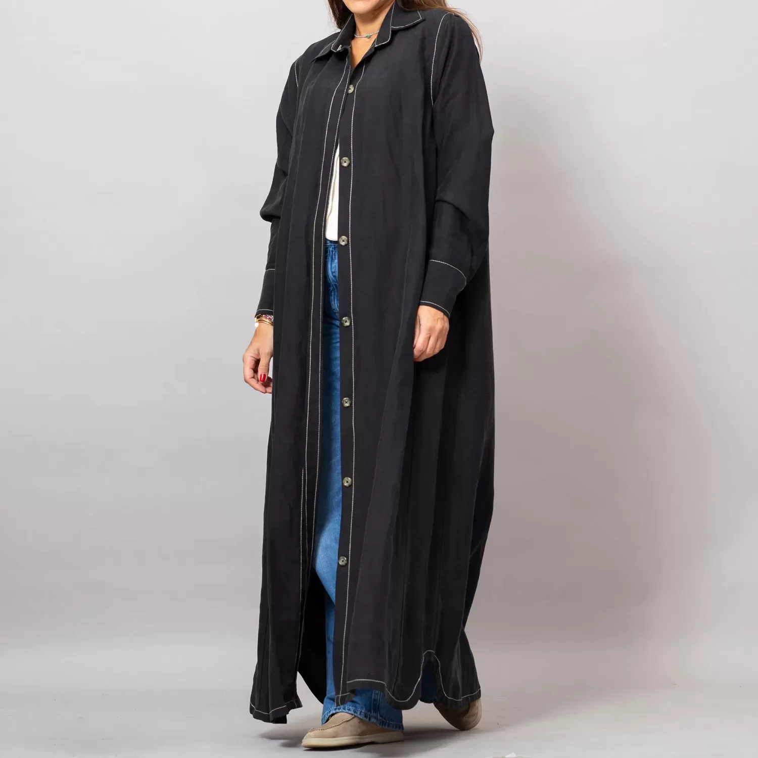 Maria Black Long Linen Button-Down Shirt