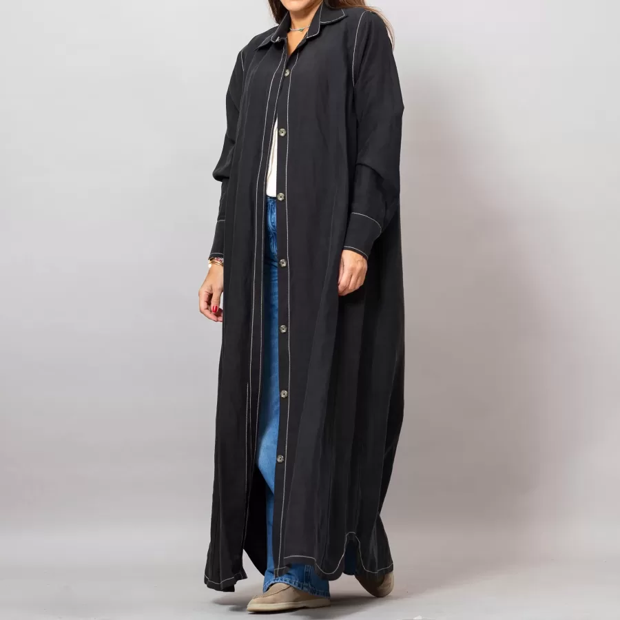 Maria Black Long Linen Button-Down Shirt