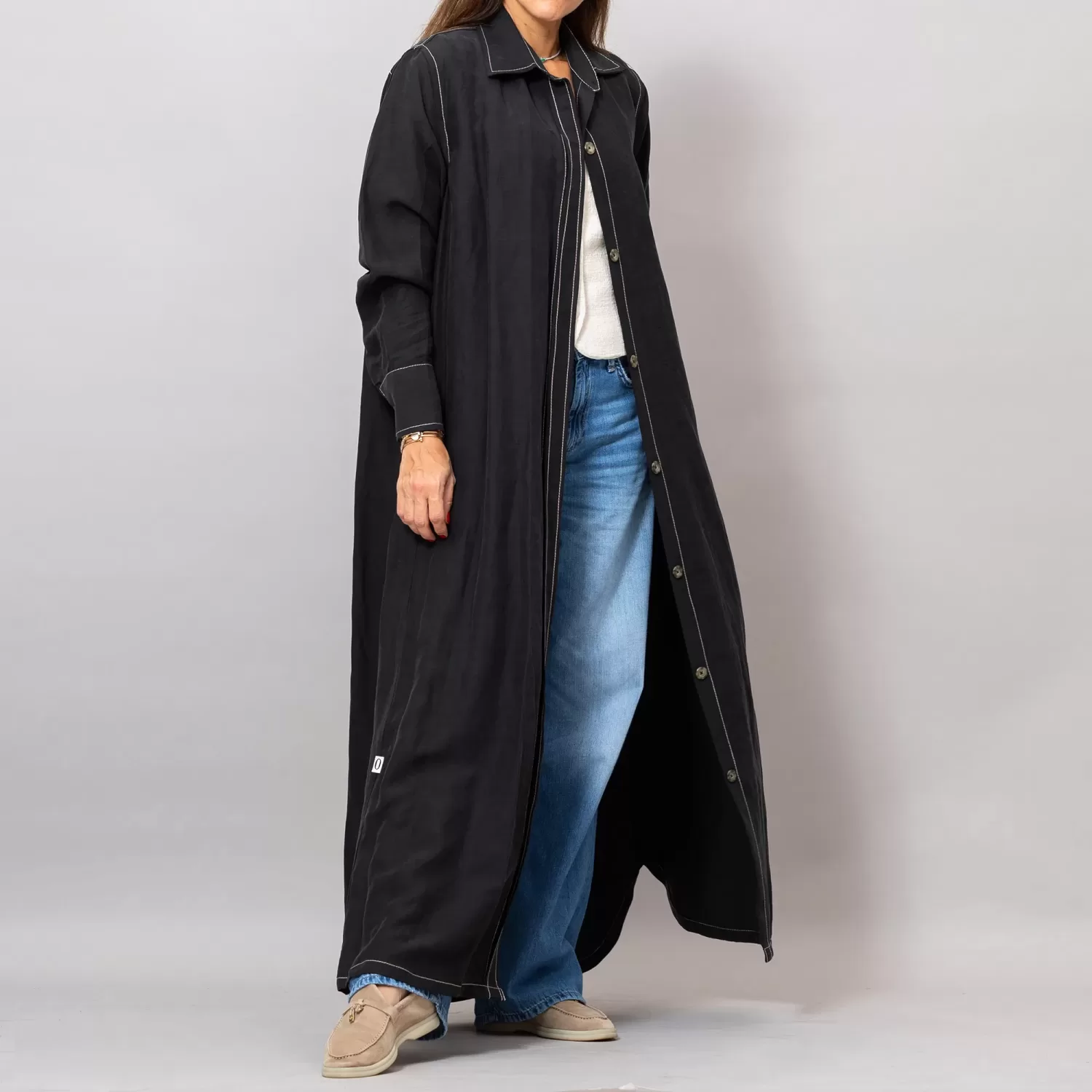 Maria Black Long Linen Button-Down Shirt