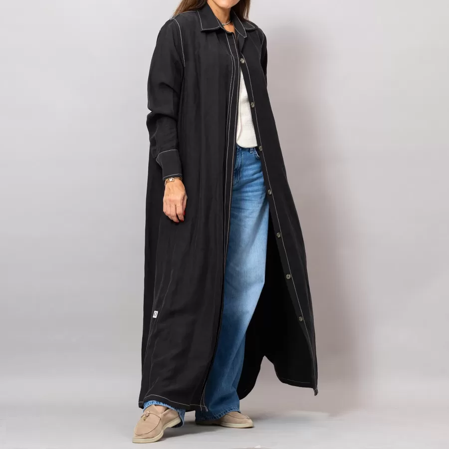 Maria Black Long Linen Button-Down Shirt