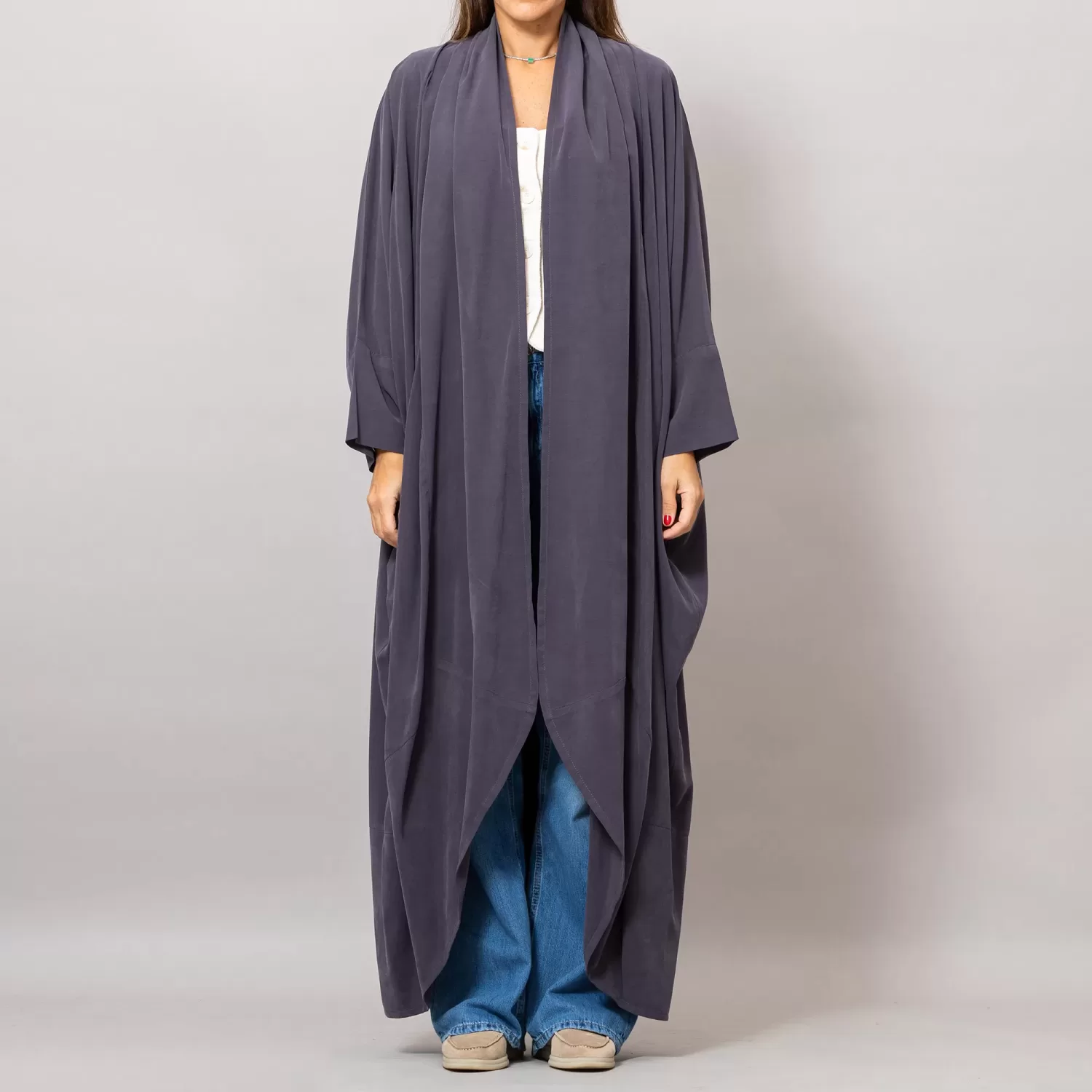 Quartz Purple Sandra Oversized Washed Linen Abaya Kaftan