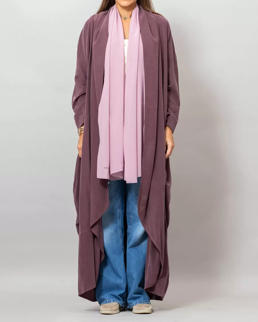 Mauve Taupe Sandra Oversized Washed Linen Abaya Kaftan