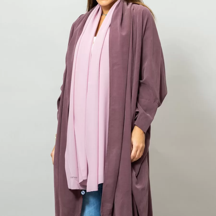 Mauve Taupe Sandra Oversized Washed Linen Abaya Kaftan