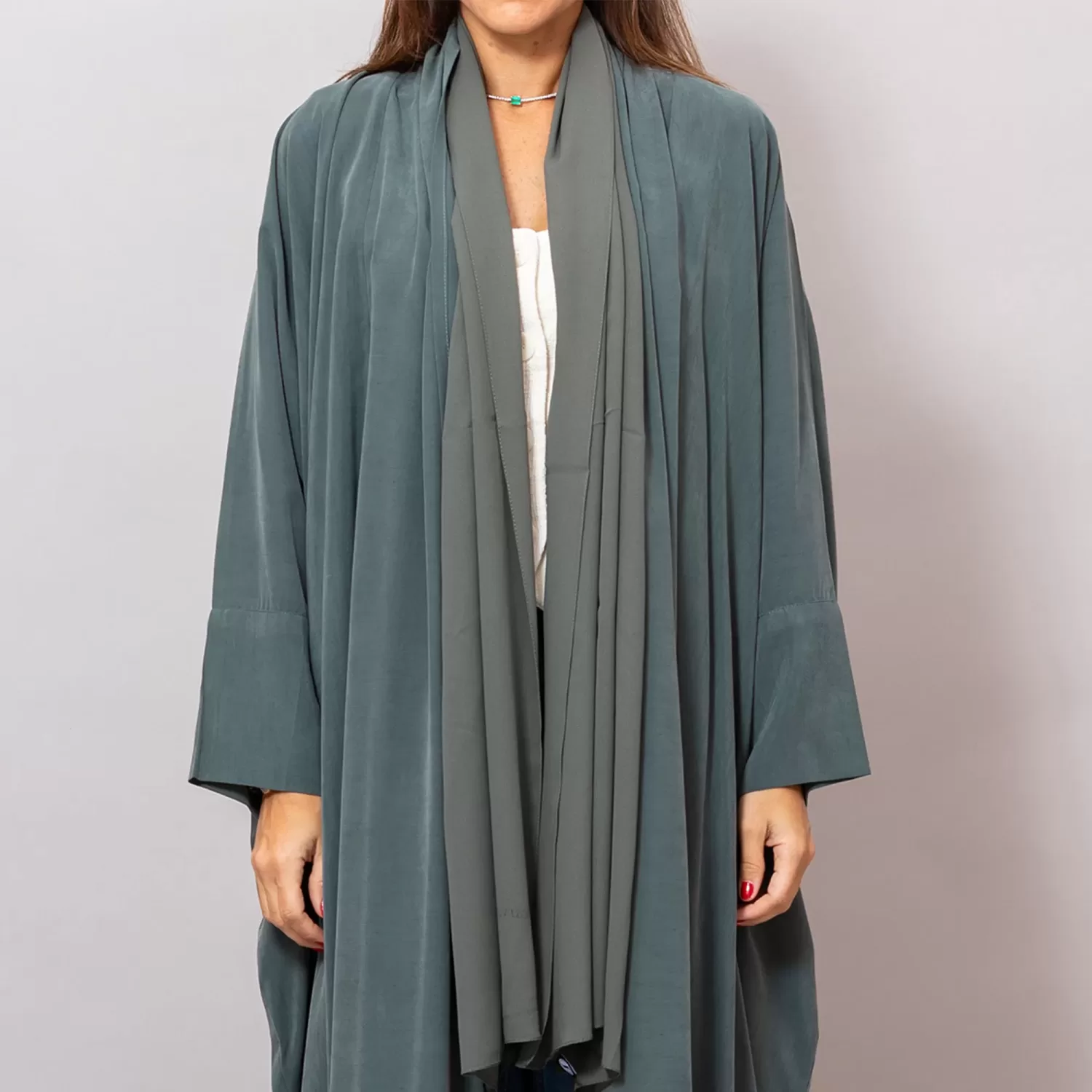 Eucalyptus Green Sandra Oversized Washed Linen Abaya Kaftan