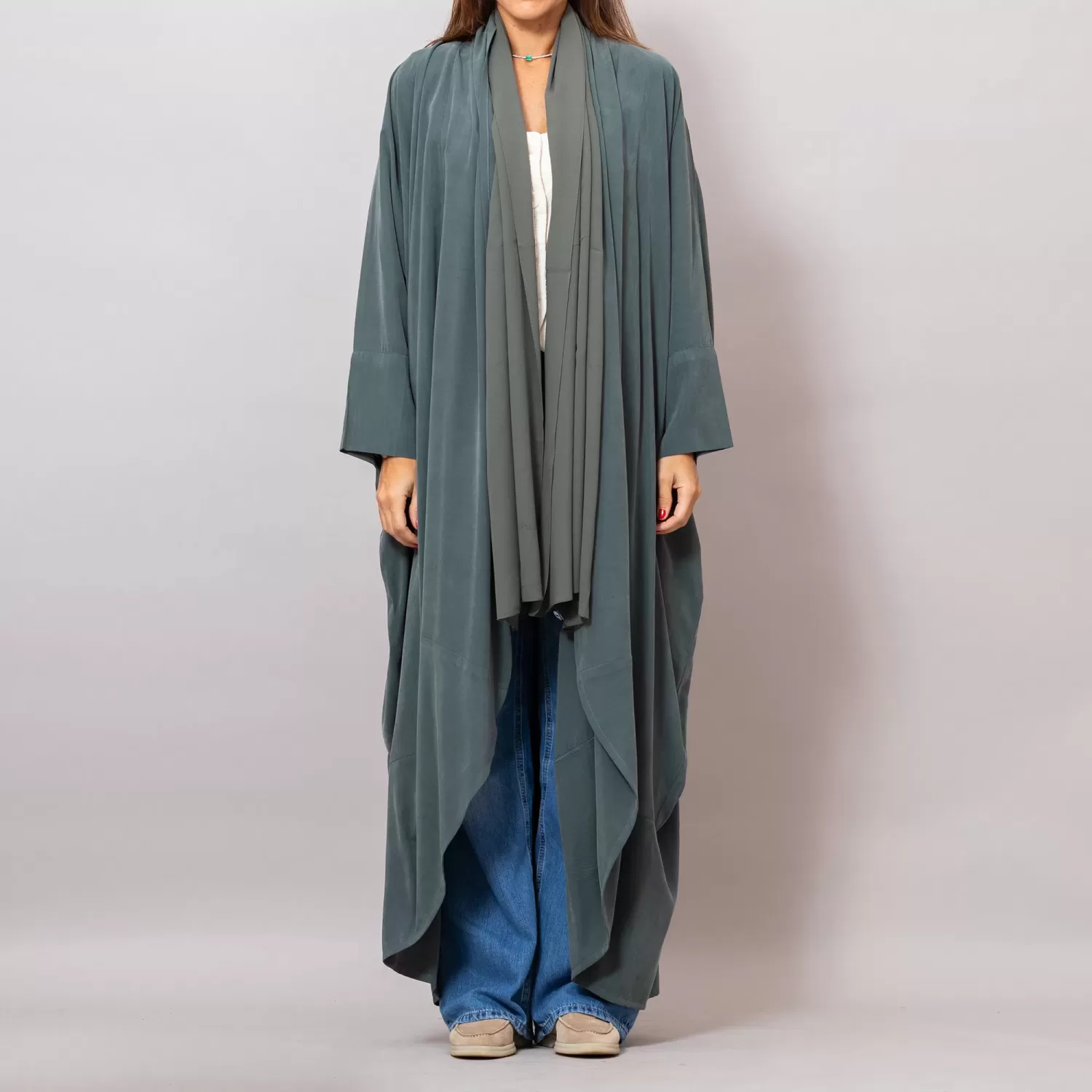 Eucalyptus Green Sandra Oversized Washed Linen Abaya Kaftan