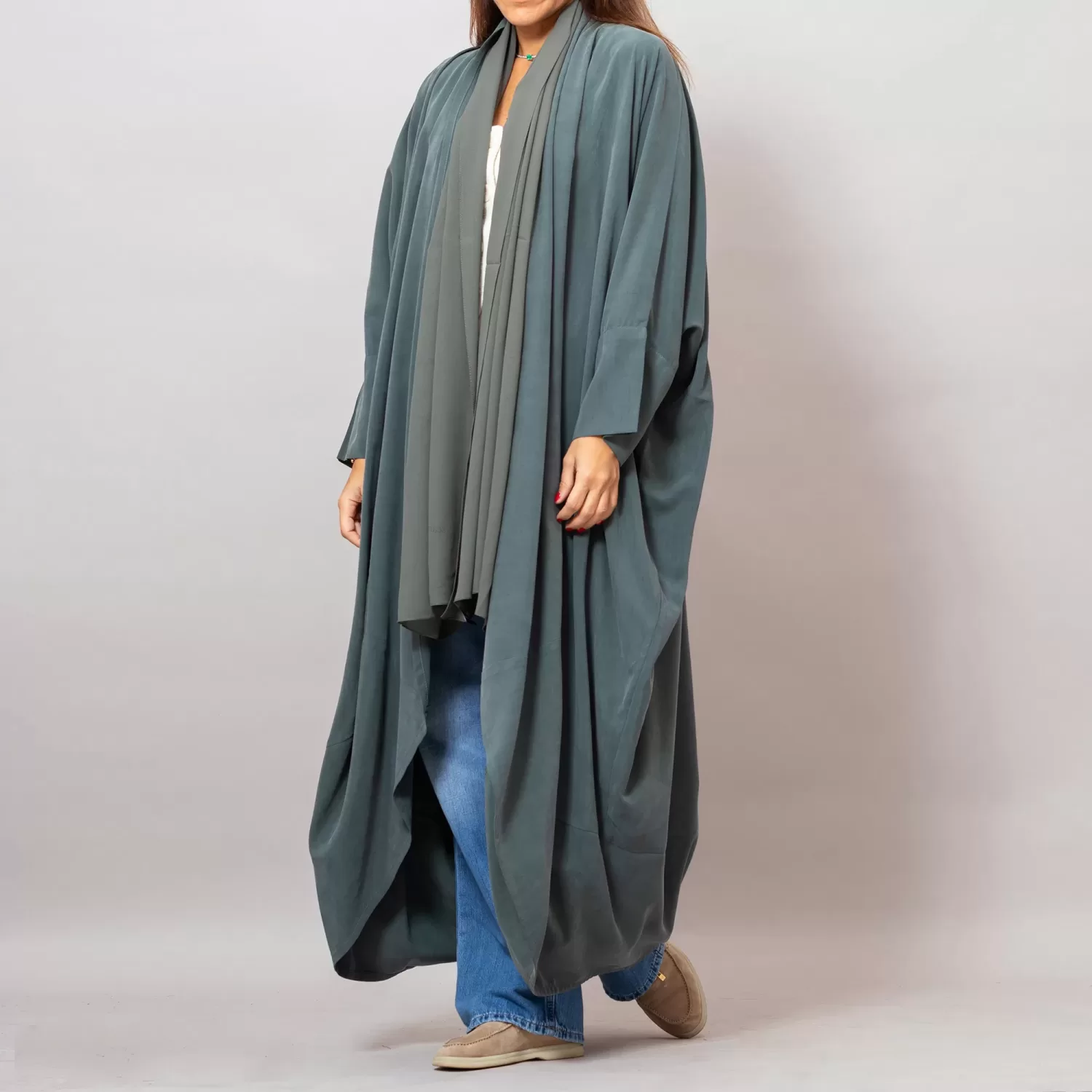 Eucalyptus Green Sandra Oversized Washed Linen Abaya Kaftan