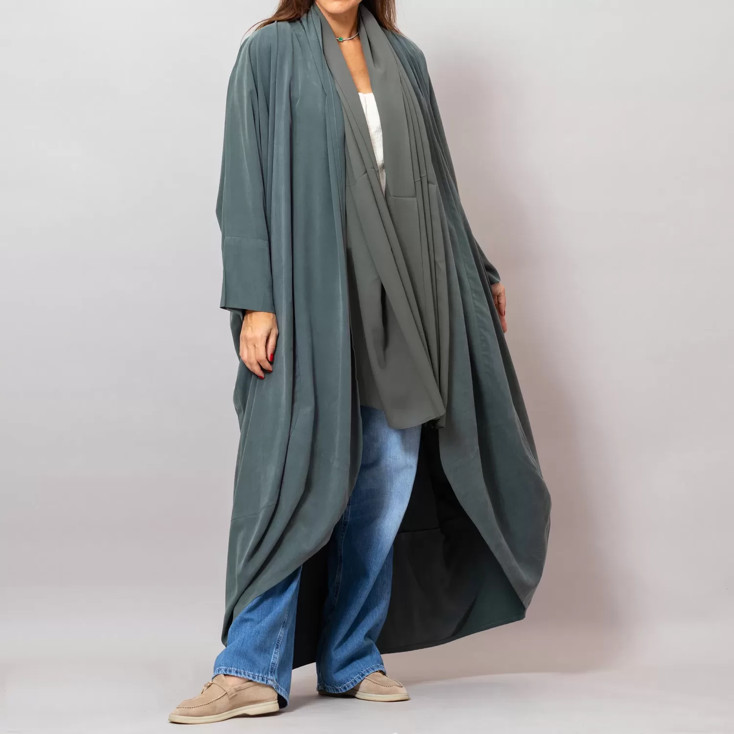 Eucalyptus Green Sandra Oversized Washed Linen Abaya Kaftan