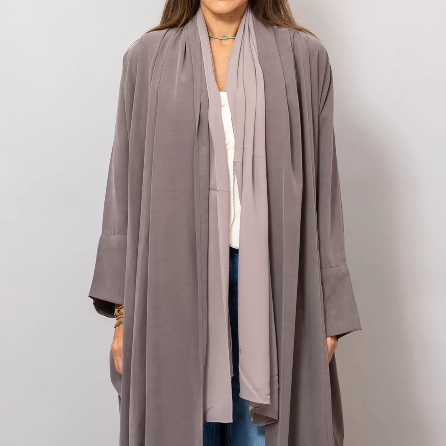 Beaver Brown Sandra Oversized Washed Linen Abaya Kaftan