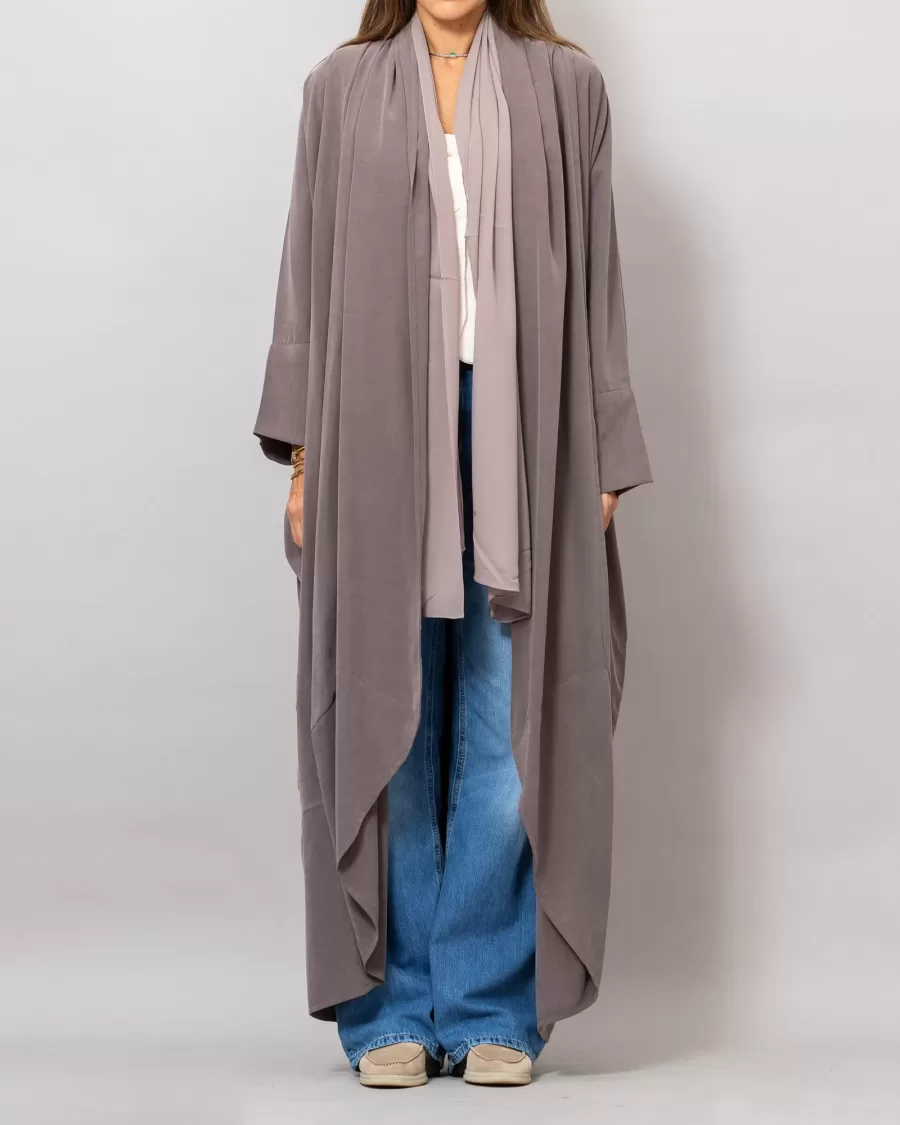 Beaver Brown Sandra Oversized Washed Linen Abaya Kaftan