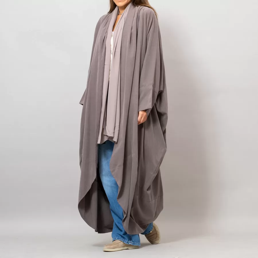 Beaver Brown Sandra Oversized Washed Linen Abaya Kaftan