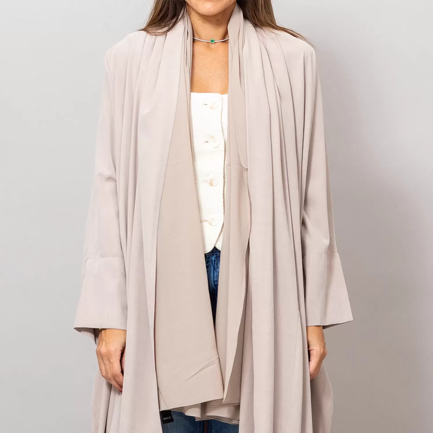 Almond Sandra Oversized Washed Linen Abaya Kaftan