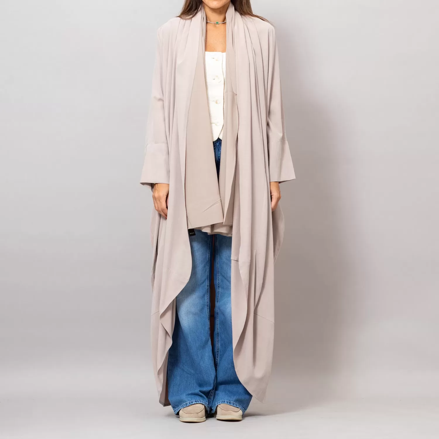 Almond Sandra Oversized Washed Linen Abaya Kaftan