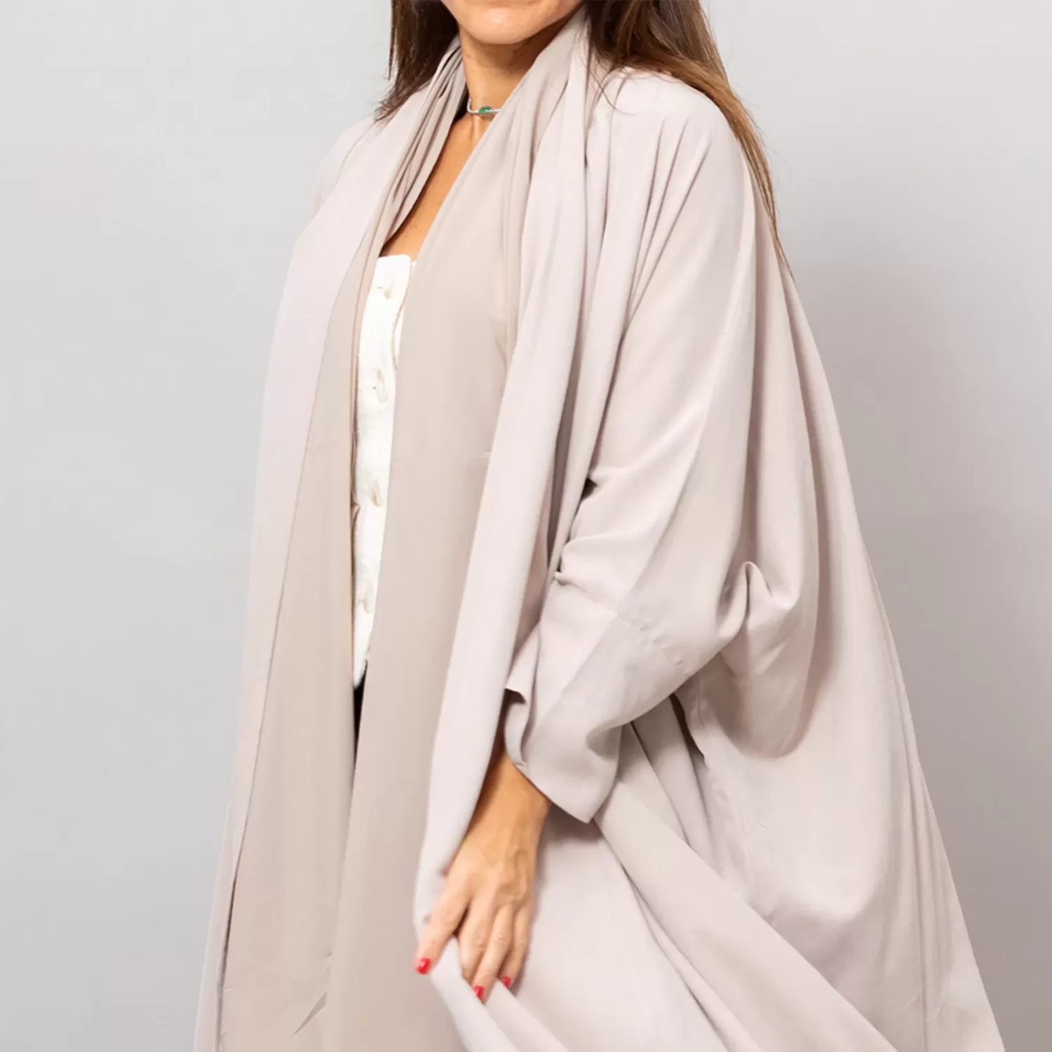 Almond Sandra Oversized Washed Linen Abaya Kaftan